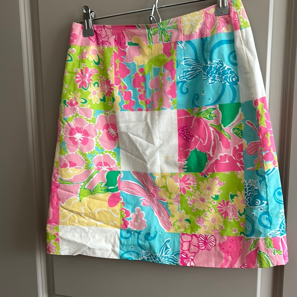 Lilly Pulitzer Pink and Blue A-Line Resort Skirt